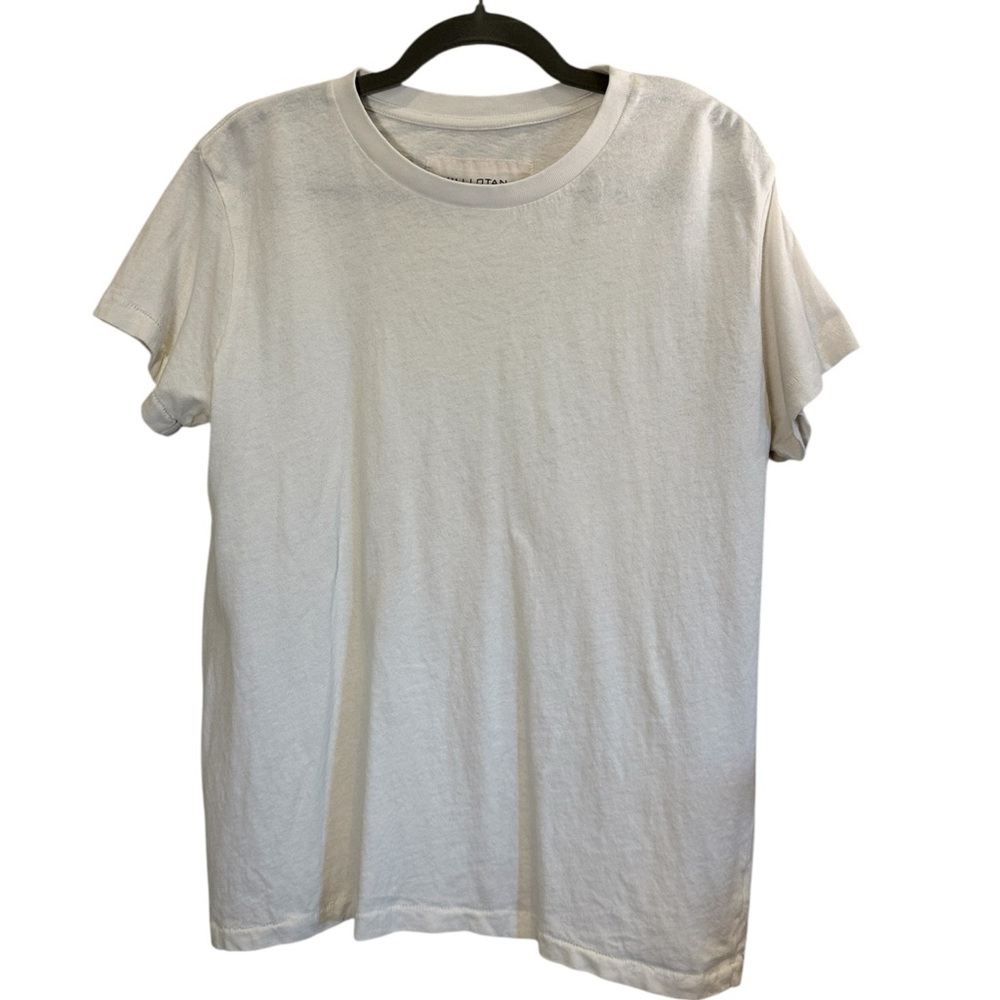 Nili Lotan Woman’s Cream 100% Cotton Short Sleeve Minimalist Everyday T sz S